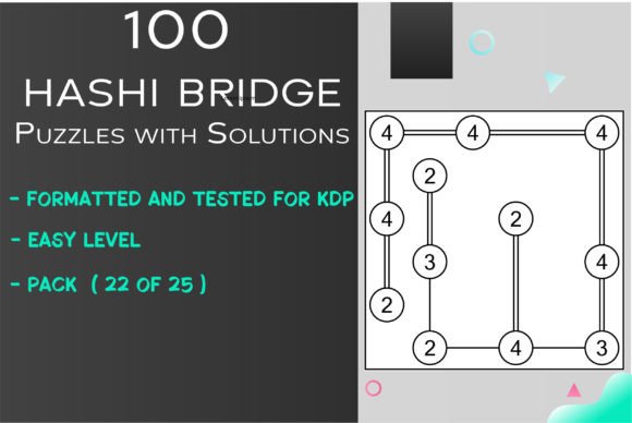 100 Easy HASHI Bridge Puzzles 22 of 25 — Graphics for KDP Interiors
