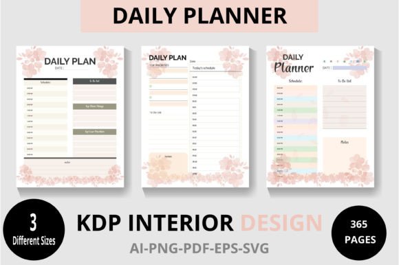 3 Daily Planner for Kdp: Graphics for Kdp Interiors