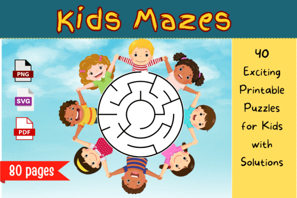 40 Exciting Printable Mazes for Kids: Graphics for Kdp Interiors