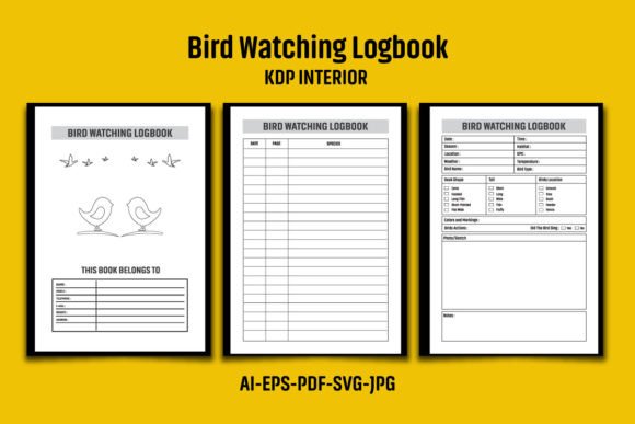 Bird Watching Logbook KDP Interior Graphics