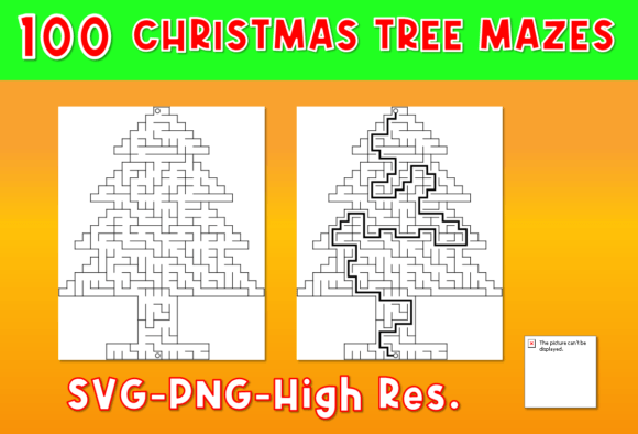 Christmas Tree Mazes 100 Puzzles: Graphics for KDP Interiors