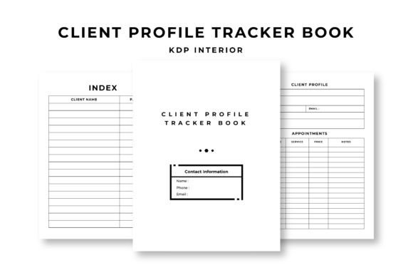 Client Profile Tracker Book KDP Interior Graphics