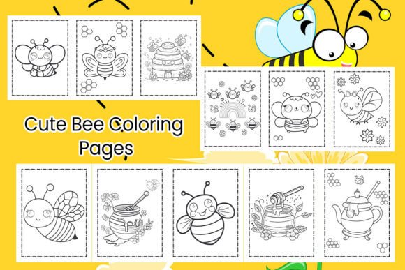 Cute Bee Coloring Pages: Graphics for Kdp Interiors