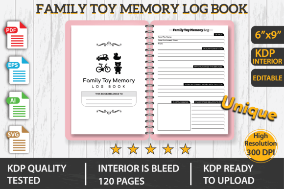 Family Toy Memory Log Book KDP Graphics