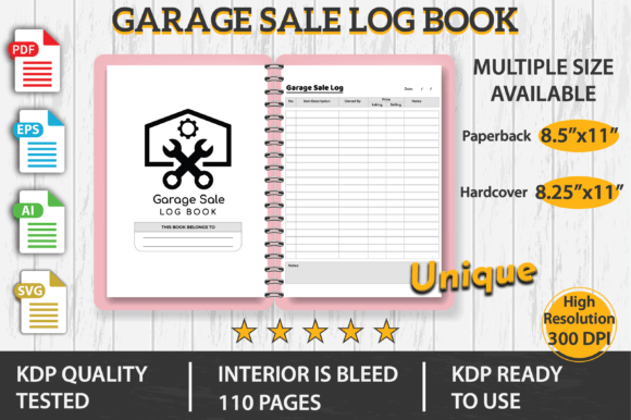 Garage Sale Log Book Graphics for Kdp Interiors