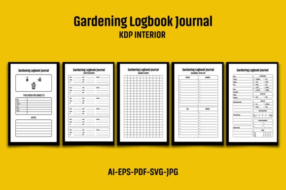 Gardening Logbook Journal Graphics for KDP Interiors