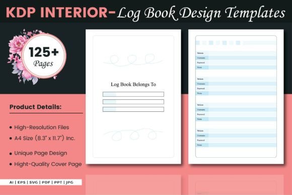 Log Book Graphics for Kdp Interiors