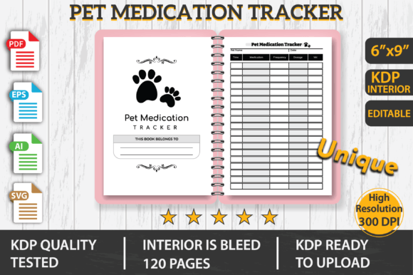 Pet Medication Tracker KDP Interior: Graphics for Real Publishing