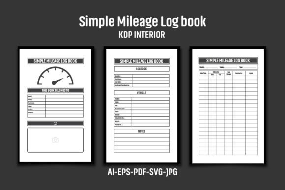 Simple Mileage Log Book KDP Interior: Graphics for Real Publishing