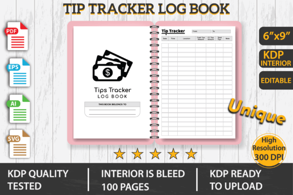 Tip Tracker Log Book KDP Interior Graphics