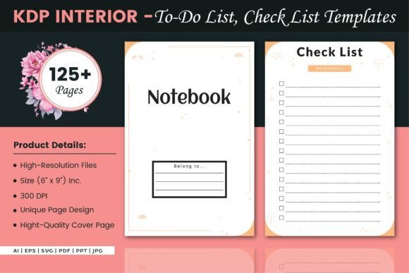 To-Do List, Check List Templates: Graphics for KDP Interiors
