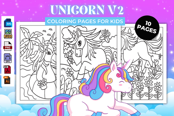 Unicorn V2 Coloring Pages – KDP Graphics for Interiors