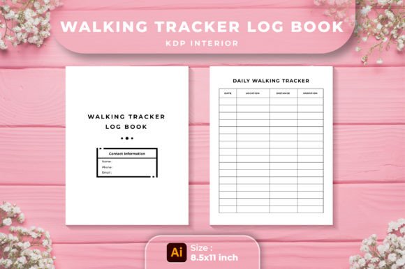 Walking Tracker Log Book KDP Interior Graphics
